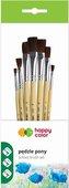 Pędzle szkolne pony płaskie 7szt HAPPY COLOR