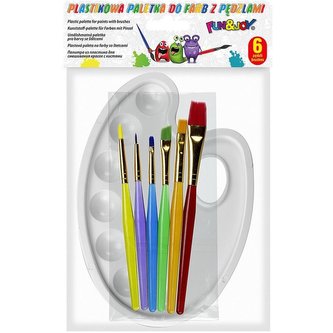 Akrylové štětce 6ks + paleta na barvy