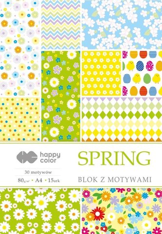 Blok z motywami Spring A4/15K 80g HAPPY COLOR