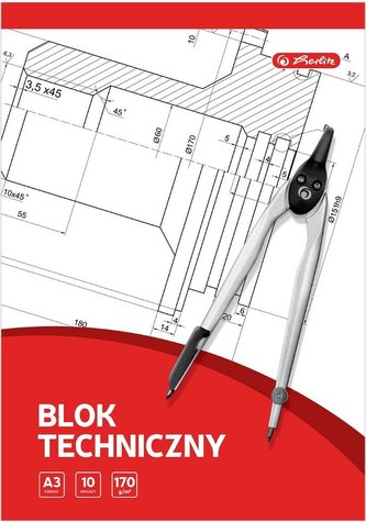 Blok techniczny A3/10K biały (10szt) HERLITZ