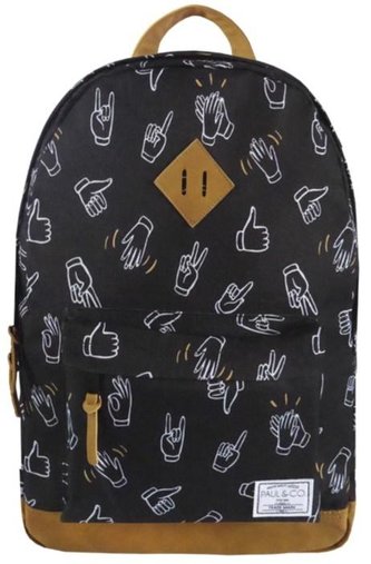 Plecak dwukomorowy czarny Dłonie PAUL&CO;