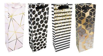 Torba prezentowa na butelkę biało-czarna