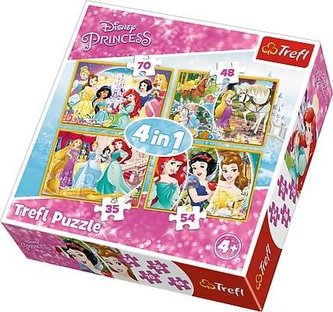 Puzzle 4w1 Radosny dzień księżniczek TREFL