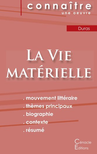 Fiche de lecture La Vie matérielle de Marguerite Duras (Analyse littéraire de référence et résumé complet)