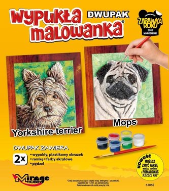Wypukła malowanka Psy - Yorkshire terrier + Mops