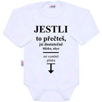 Body s potiskem New Baby ..vyměnit plínku.. - velikost 80 (9-12m)
