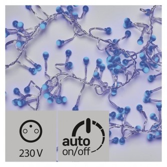 LED vánoční řetěz – ježek, 2,4m, venkovní, modrá, časovač