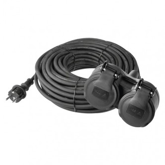 Prodlužovací kabel gumový – 2 zásuvky, 10m, 3× 1,5mm2, IP44