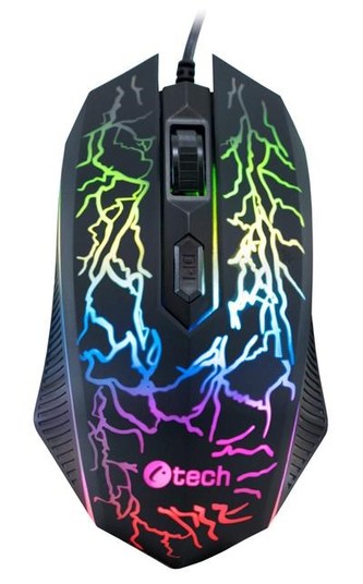 C-TECH herní myš Tychon (GM-03P), casual gaming, herní, 7 barev podsvícení, 3200DPI, USB