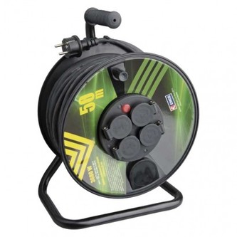 Gumový prodlužovací kabel na bubnu – 4 zásuvky, 50m, 1,5mm2 Gumový prodlužovací kabel na bubnu – 4 zásuvky, 50m, 1,5mm2