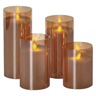 LED svíčky, 5×10/12,5/15/17,5cm, bílé, 2× AA, 4 ks