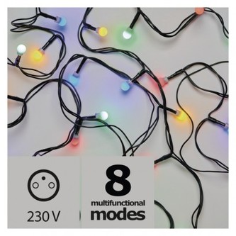 LED vánoční cherry řetěz – kuličky, 20m, multicolor, progr.