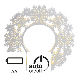 LED vánoční věnec, 30×30cm, 2× AA, vnitřní, teplá bílá, čas.