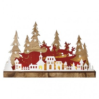 LED vánoční městečko, 45×28cm, 2× AA, vnitřní, teplá bílá