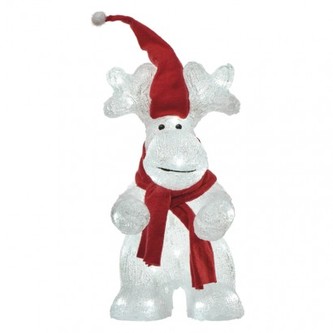 LED vánoční sob, 34,5cm, venkovní, studená bílá, časovač