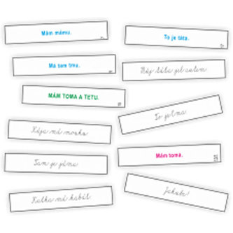 Psací písmo - kartičky s větami pro nácvik psacího písma