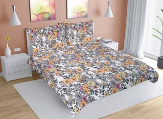 Povlečení krepové na dvoudeku - louka - 1x 200x220, 2ks 70x90 cm (200cm šířka x 220 cm