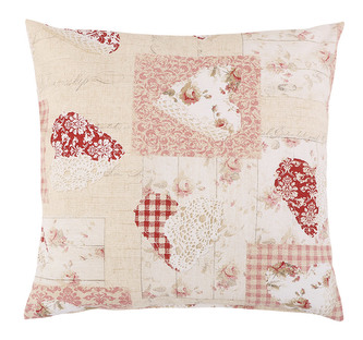 Povláček EMA - patchwork srdce růžové - 45x45 cm
