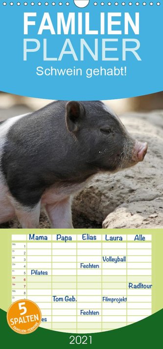 Schwein gehabt! - Familienplaner hoch (Wandkalender 2021 , 21 cm x 45 cm, hoch)