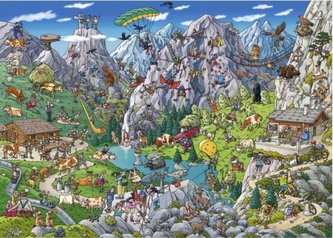 Puzzle 1000 Szalona wyprawa w góry (Puzzle+plakat)