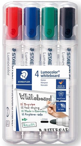 Popisovač na  bílou tabuli "Lumicolor 351", 4 barvy, kuželový hrot, 2mm, STAEDTLER