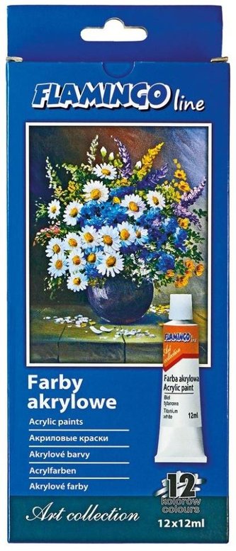 Farby akrylowe w tubie 12 kolorów 12ml Farby akrylowe w tubie 12 kolorów 12ml