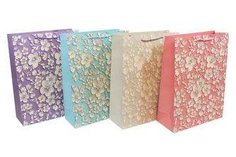 Torebka płaska duża Kwiatki tłoczone