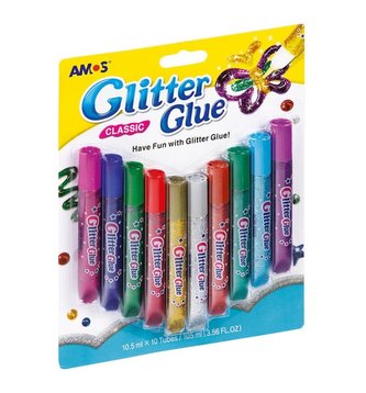 Klej Glitter Glue classic 10 kolorów blister AMOS