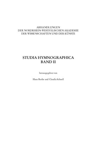 Studia Hymnographica II