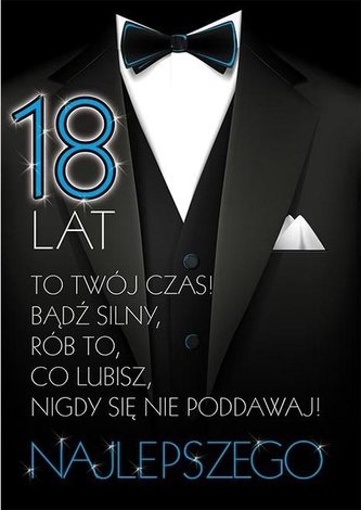 Karnet Party naklejany B6+koperta Urodziny 18 wz11