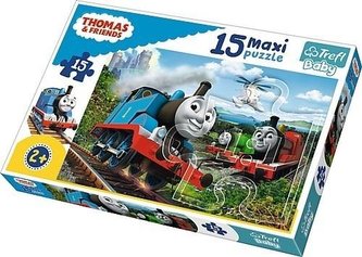 Puzzle 15 maxi Pędzące lokomotywy TREFL