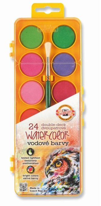 Farby akwarelowe transparentne 24 kolory + pędzel