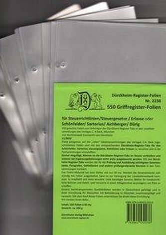550 DürckheimRegister®-FOLIEN für STEUERGESETZE, SCHÖNFELDER u.a; zum Einheften und Unterteilen der roten Gesetzessammlungen