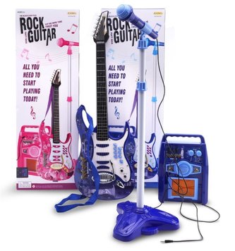 Gitara z mikrofonem i wzmacniaczem