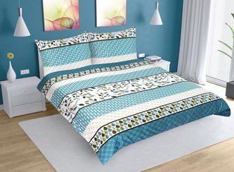Povlečení bavlna na dvoudeku - geometrie - 1x 240x220, 2ks 70x90 cm (240 cm šířka x 220 cm