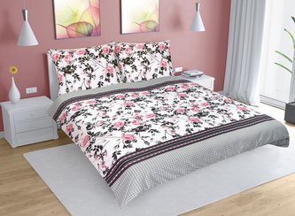 Povlečení bavlna na dvoudeku - šípková růže - 1x 240x220, 2ks 70x90 cm (240 cm šířka x 220 cm