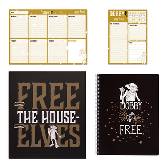 Set kancelářských potřeb Harry Potter: Dobby A4 blok - A3 podložka - A4 stolní diář 2x A4 - kroužkový pořadač