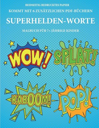 Malbuch für 7+ jährige Kinder (Superhelden-Worte)