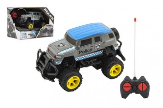 Auto RC policie terénní plast 16cm na baterie v krabici 19x14x13cm