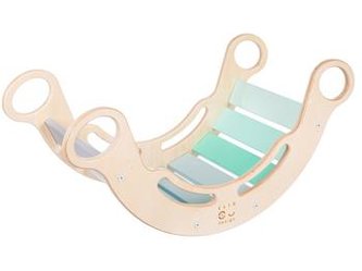 Houpačka Elis design Montessori duhová, 5v1 pro kluky - tyrkysová