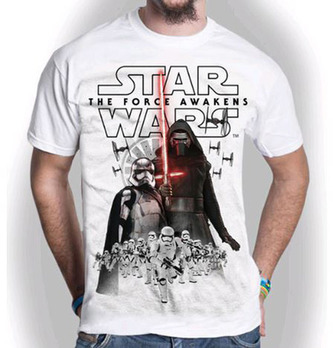 Pánské tričko Star Wars VII|Hvězdné války: New Villains (XL) bílé bavlna