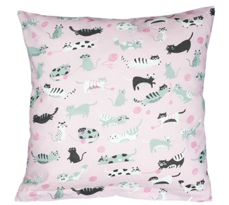 Povláček bavlněný - růžová kočka - 40x40cm