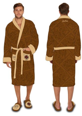 Pánský fleece župan Harry Potter: Marauder's Map (univerzální) hnědý
