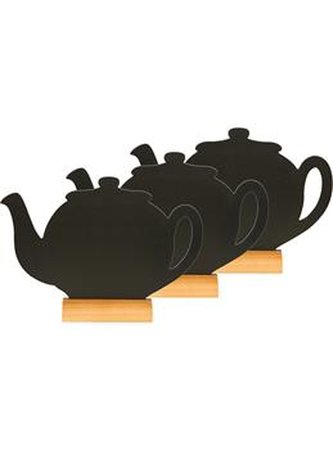 Stolní tabulka Securit Silhouette MINI TEAPOT s popisovatelným povrchem 3ks + popisovač