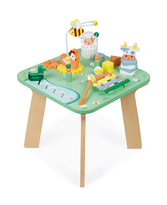Janod Dřevěný motorický stolek s aktivitami na jemnou motoriku