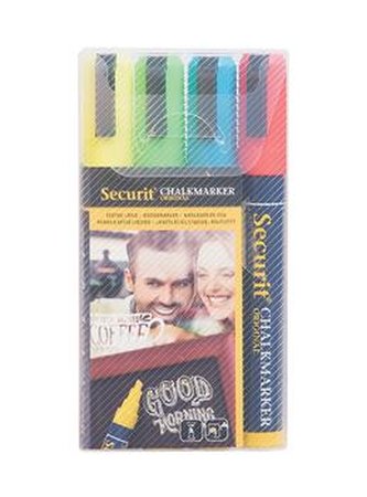 Křídový popisovač Securit SMA510 šířka hrotu 2-6mm, Assorted Primary, 4ks