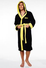 Pánský fleece župan Rocky: Italian Stallion - Italský Hřebec (univerzální) černý