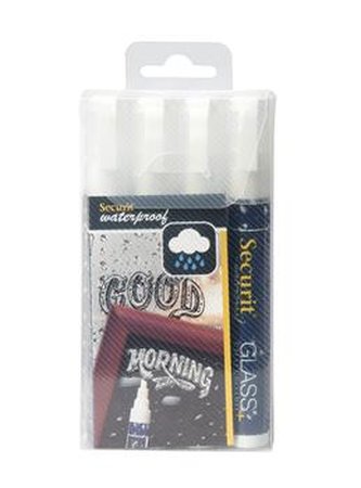 Křídový popisovač Securit SMA610 voděodolný šířka hrotu 2-6mm, White, 4ks