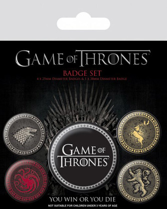 Placky Game of Thrones|Hra o trůny: The Four Great Houses set 5 kusů (25 mm|38 mm)
