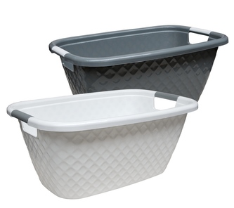 Koš na čisté prádlo,plast 39x26x59cm/bílá,šedá